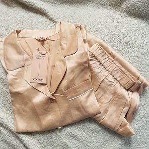 NWT Eberjey Inez Washable Silk Long PJ Set in Rose Gold